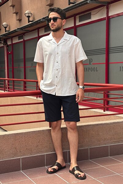 inpool Ανδρικό, γιακάς, βαμβακερό, παλιά χρήματα, κοντομάνικο πουκάμισο