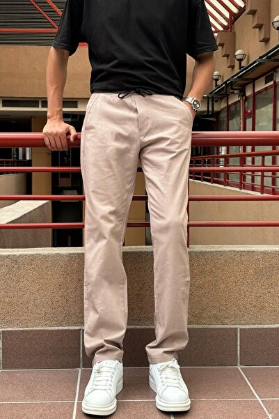 inpool Ανδρικό Old Money Culture Βαμβακερό υφαντό παντελόνι καλοκαιριού-άνοιξης 290, ελαστική μέση