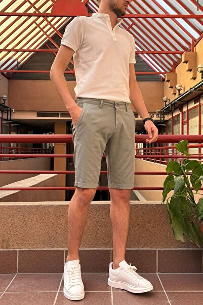 inpool Ανδρικό κεντημένο βαμβακερό σορτς Slim Fit - 24INP278