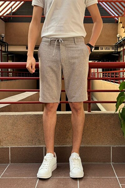 inpool Ανδρικό, Δαντέλα στη μέση, Παλιά χρήματα, Βαμβακερό, Λινό υφαντό σορτς 24INP281