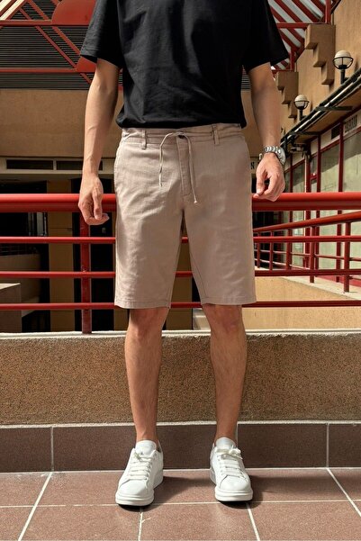 inpool Ανδρικό, κορδόνι στη μέση, κανονική εφαρμογή, Old Money Culture, βαμβακερό, λινό υφαντό σορτς 24INP284