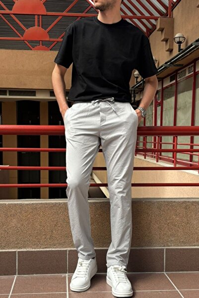 inpool Erkek, bel lastikli, standart-fit, duble paça, bağcıklı pantolon 24INP286