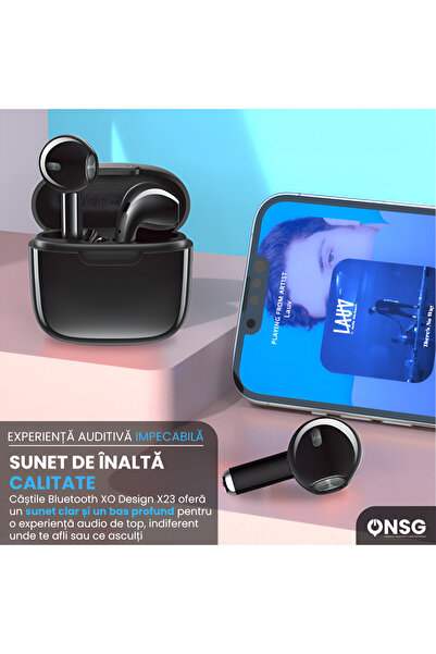 design xo Căști intraauriculare wireless Xo X23, negre