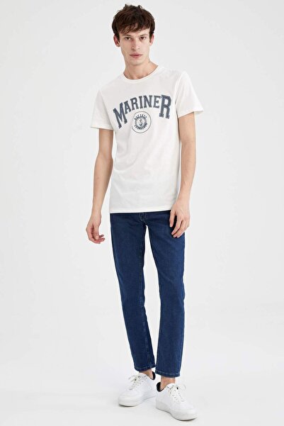 DeFacto Сlim Fit вузький крій велосипедний комір з принтом короткий рукав футболка W8042AZ22SP