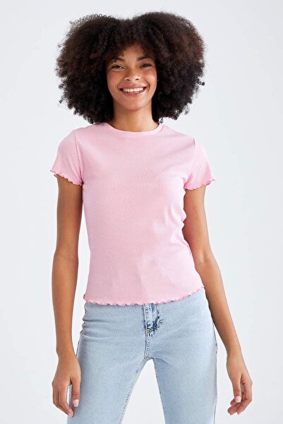 DeFacto Μπλουζάκι με κοντό μανίκι Slim Fit Crew Neck K7064AZ22SM