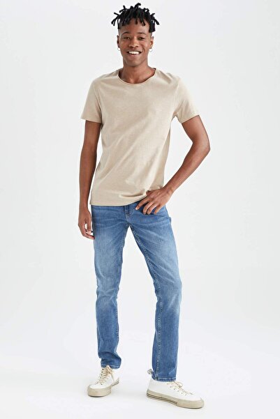 DeFacto Slim Fit Crew Neck 100% βαμβακερό μπλουζάκι M4789AZ22SP