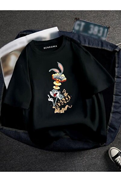 DM DOLCE MORE تي شيرت مطبوع عليه BUGS BUNNY BOOM كبير الحجم للجنسين