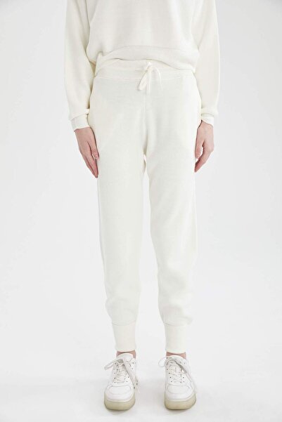 DeFacto Beli Bağcıklı Relax Fit Triko Jogger Pantolon R1701AZ21AU