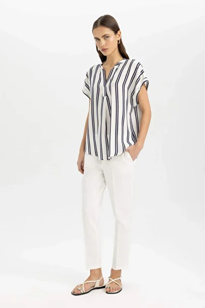 DeFacto Regular Fit Striped Short Sleeve Blouse U5300Az21Sm