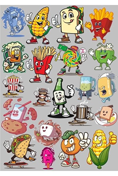 Reysa Tasarım مجموعة ملصقات Aburcuburlar مكونة من 20 قطعة للهاتف والكمبيوتر ا...