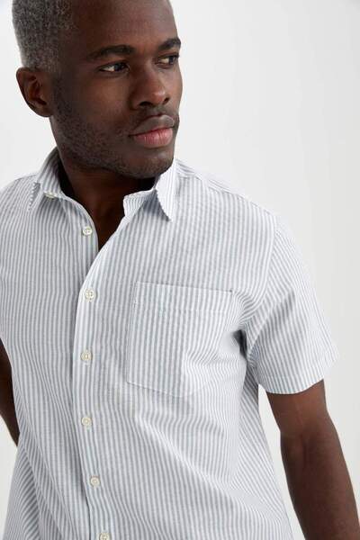 DeFacto Сорочка з коротким рукавом та лінійним візерунком, прямий крій R1113AZ21SM