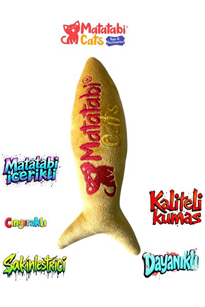 MATATABİ CATS Jr.fish Sesli, Peluş Kedi Oyuncağı 17 Cm Matatabi Içerikli (ked...