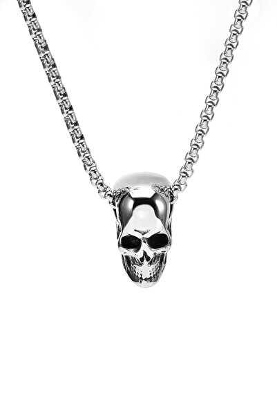 Chavin Gri Kuru Kafa Çelik Erkek Kolye er36by