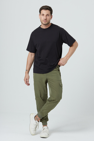 EXPIER Чоловічі штани з кишенями з боків, еластичним поясом, еластичними манжетами, вільним кроєм, з еластичними манжетами