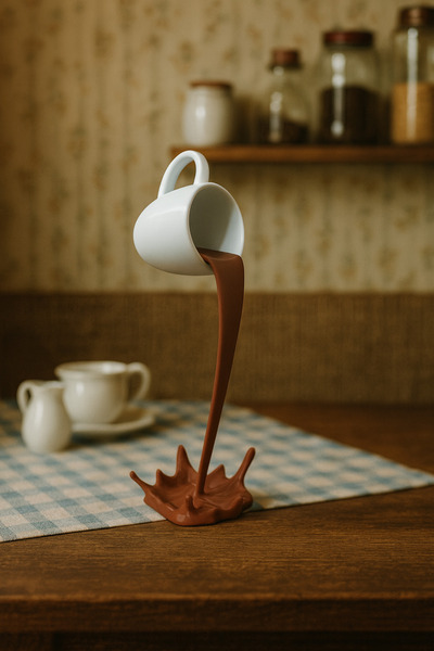 WORK3D Dökülen Kahve Figürü - Dekoratif Obje -biblo - Kahve- Sıcak Çikolata F...