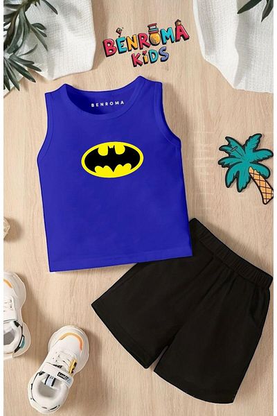 BENROMA Cartoon Character Printed Shorts Tee Unisex Children's Set
