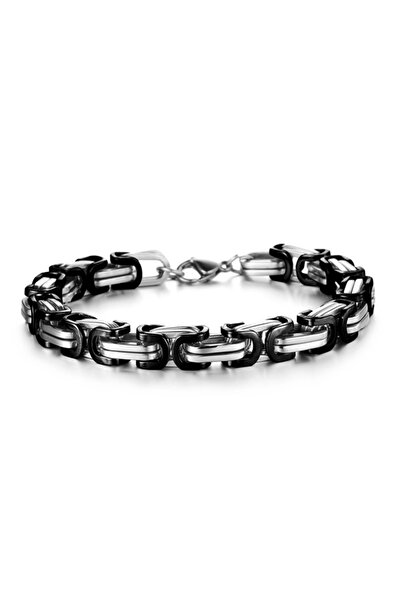 Chavin Kalın Kral Model 8 mm. Gri Çelik Erkek Bileklik df14sy