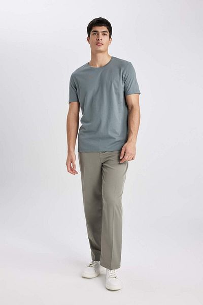 DeFacto Regular Fit Premium Quality Mercerized Crew Neck Short Sleeve Cotton Combed Cotton T-Shirt T5014Az21Sp