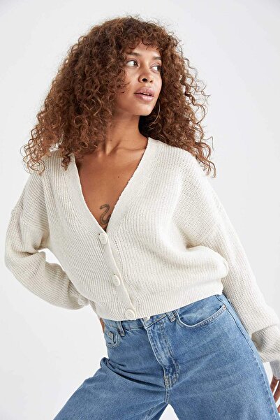 DeFacto Πλεκτό Ζακέτα με κουμπιά V λαιμόκοψης U2052AZ21AU