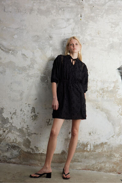 By Mare Style Abella Dress - Black Organic Cotton Laced Mini Dress