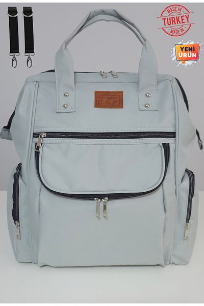 USF Striped Light Gray Black Baby Care Bag