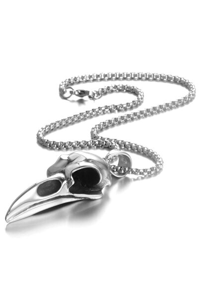 Chavin Gri Karga Kafasu Kuzgun iskelet Çelik Erkek Kolye er99byx