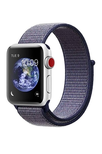 FERRO Apple Watch Serisi Uyumlu Kumaş Lacivert Beyaz (42mm-44mm)