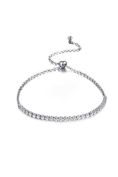 Chavin Su Yolu 2,5mm. Asansörlü Beyaz Taşlı Kadın Bileklik eg05by