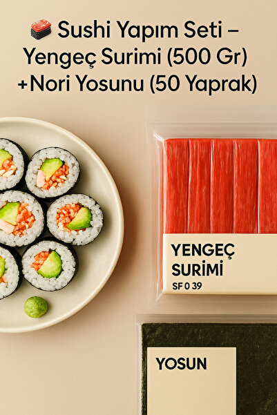 Sopung Kore Market Sushi Seti – Yengeç Surimi 500 Gr + Nori Yosunu 50 Yaprak ...