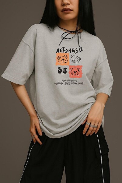 BENROMA Μπλουζάκι με στάμπα αρκουδάκι Unisex Oversize