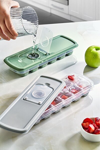 Seyank Haus Yapışmaz Silikon Bas Çıkar Buzluk Buz Kalıbı Kapaklı Buzluk 12'Li...