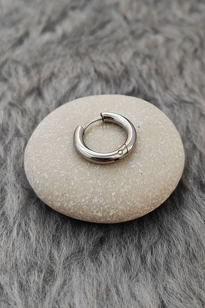 Chavin Gray Steel 10 Mm Unisex Small Hoop Earrings - Et96by