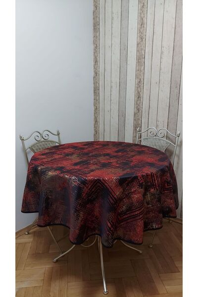 gonk First-class, fabric-backed, carefree, round, fiskos, dining table cover. size: 150 cm.