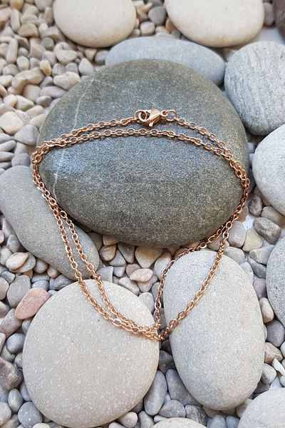 Chavin Female 45 Cm. 2 Mm. Rose Steel Necklace Chain Ap82Rs