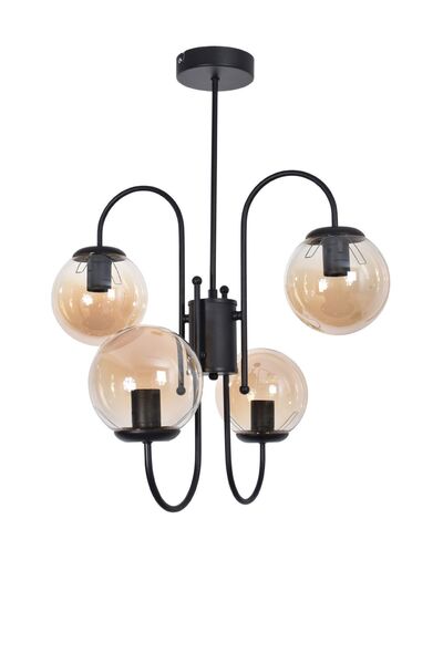 Modavize Rüya Modern Tasarım Salon Yemek Odası Mutfak Siyah Renk Bal Camlı Sarkıt 4 Lü Avize