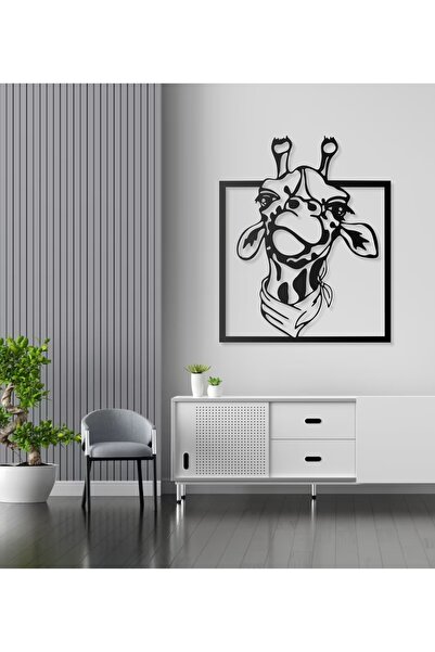 Desenli Zürafa Tasarımlı Hayvan Figürlü Metal Dekoratif Modern Duvar Tablosu Ev Ve Ofis İçin
