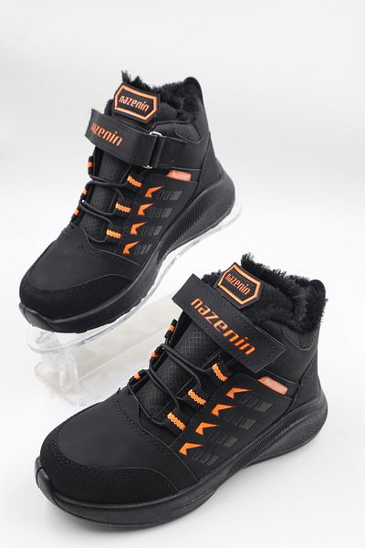 nazenintasarımlar Boy's Woolen Orange Black Daily Boots