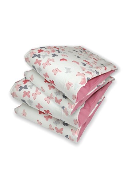 Bebek Özel حماية حافة سرير الطفل مقاس 50x90 جانب الأم (4 قطع) حاجز وردي مع فراشة