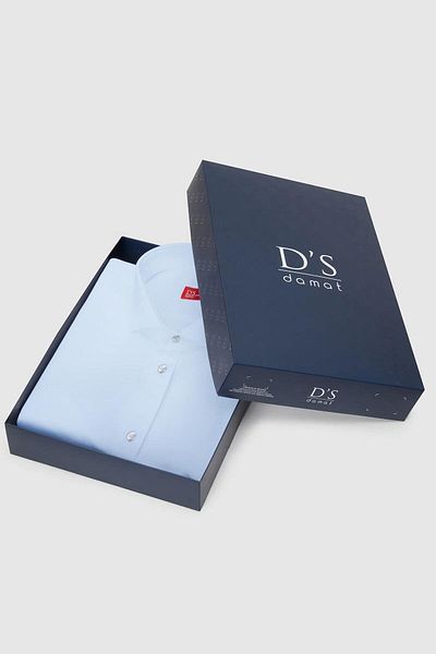 D'S Damat Groom Slim Fit Blue Boxed Shirt