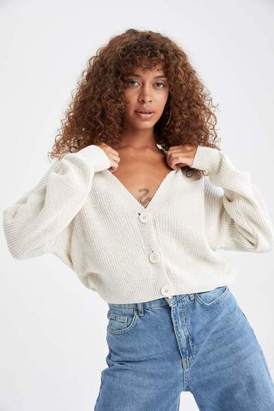 DeFacto Πλεκτό Ζακέτα με κουμπιά V λαιμόκοψης U2052AZ21AU