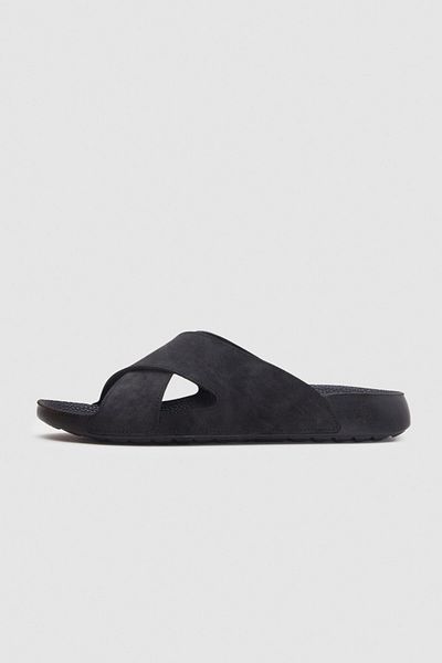Twn Black Cross Band Slippers