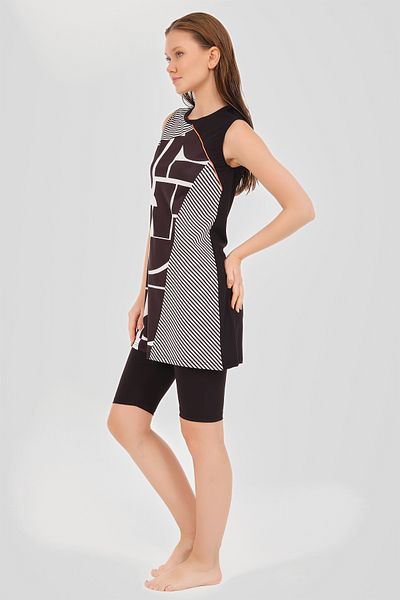 ALFASA 24803-24 Black Half Closed Sleeveless Pool Swimsuit