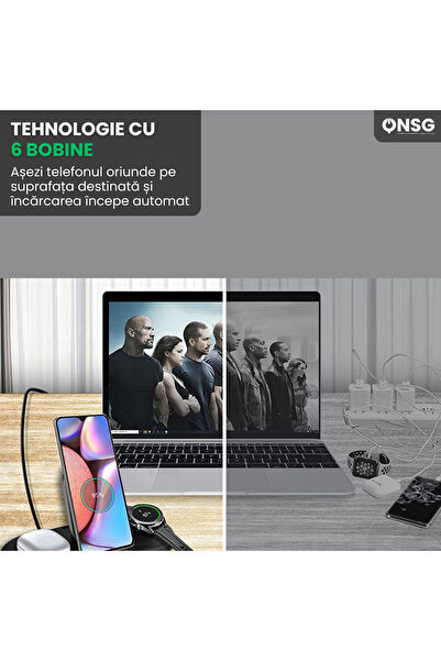 Samsung Wireless Charger Base Trio 3 In 1 , Phone, Smartwatch, Headphones, Galaxy Watch Buds, Black