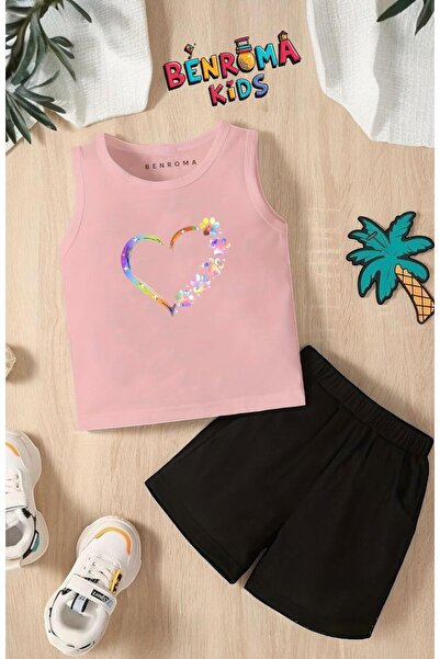 BENROMA SET UNISEX PENTRU COPILI CU TRIUC CU IMPRIMARE CU INIMI