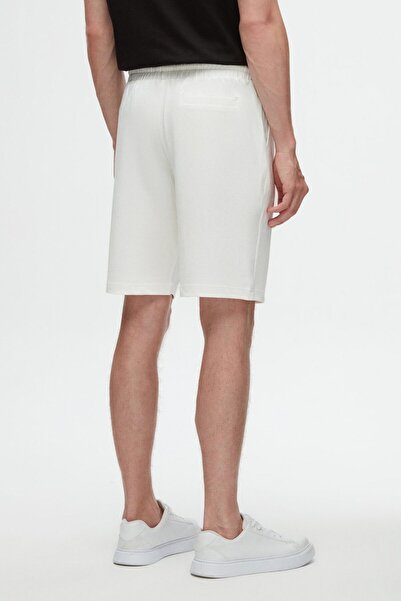 D'S Damat Ds Damat Slim Fit Ekru Beli Lastikli Kordon Detaylı Rahat Pamuklu Örme Şort