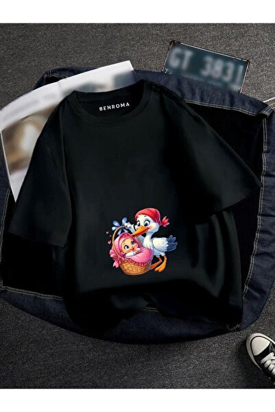 BENROMA TRUDNA DEVOJKA U KOLICJU NA T-SHIRTU SA ŠTAMPOM