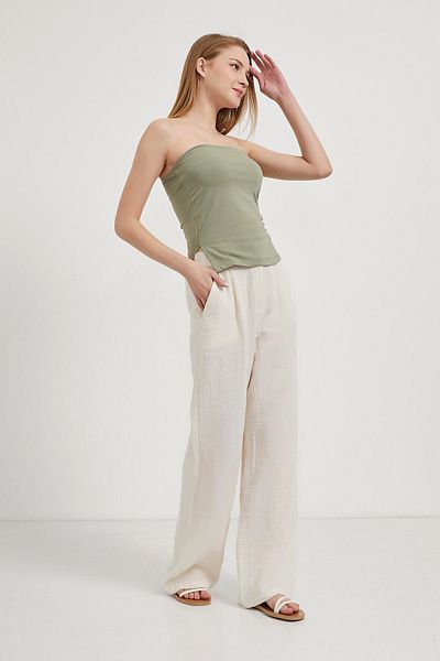 Arma Life Women's Slit Strapless Backless Green Bodysuit