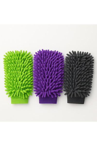 DUFF CLEAN 3 Adet Mop Eldiven Mikrofiber Araba Yıkama Ve Temizlik Eldiveni