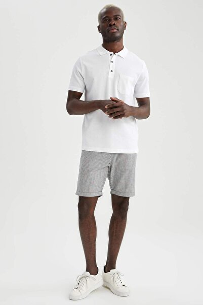 DeFacto Oversize Fit Polo Neck Basic Short Sleeve Cotton Combed Cotton T-Shirt M7726Az21Sp