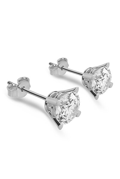 Chavin 2 Carat Tektaş Gümüş Kadın Küpe dh15by